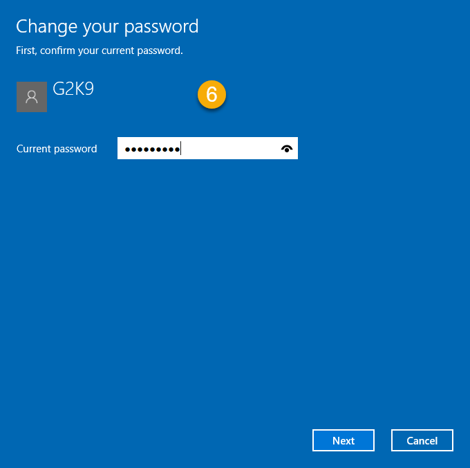 Change Password Windows 10
