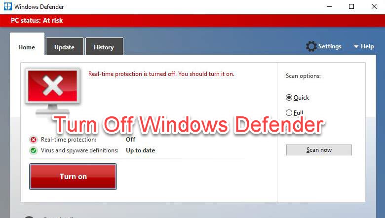 Turn Off Windows Defender 