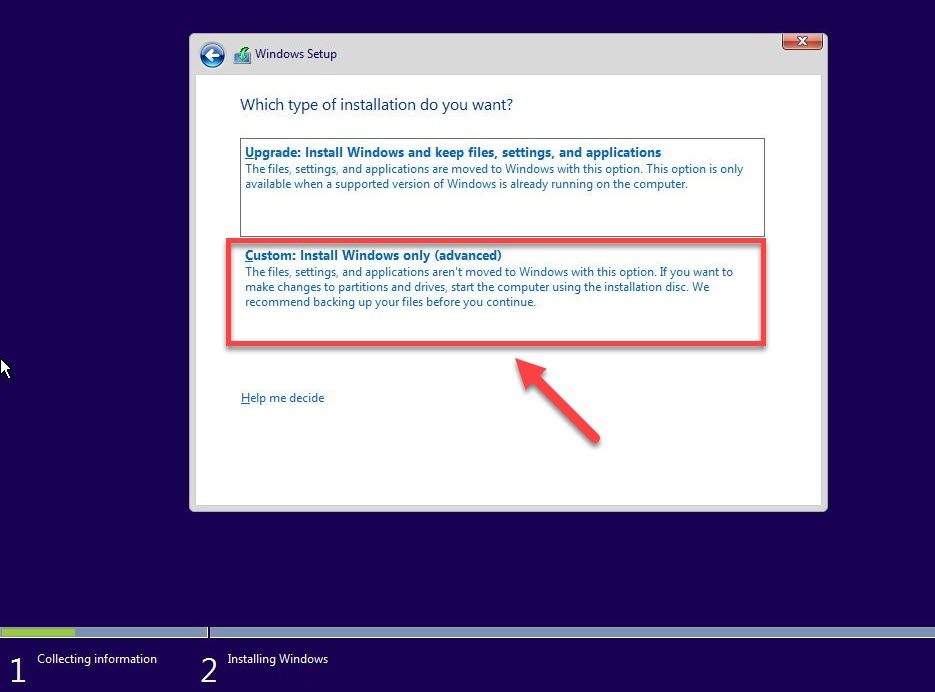 Custom Install Windows only (advanced)- Blue Screen Windows 10